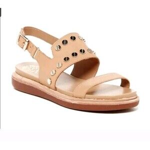 Vince Camuto Sandals Women's 9.5 M Beige Tan Studded Strappy Shoes